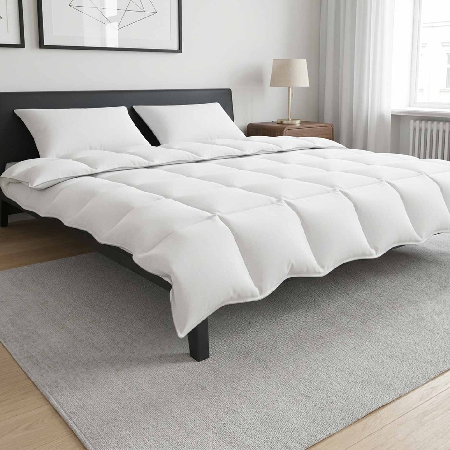 vidaXL Σετ πάπλωμα Λευκό 200 x 200 cm Βαμβάκι, Μπαμπού, Πολυεστέρας