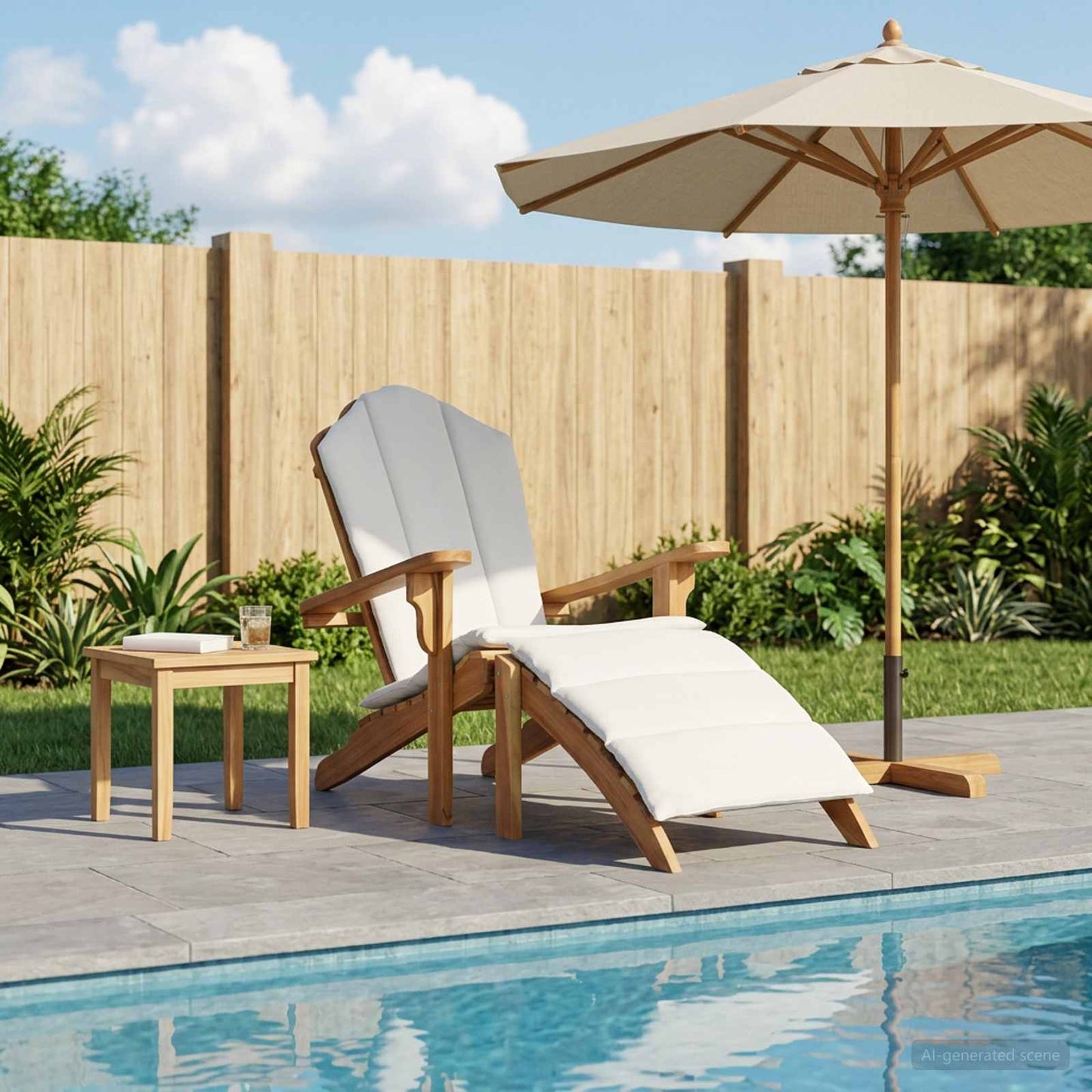 vidaXL Καρέκλα Adirondack Κήπου με Υποπόδιο Φυσικό Στερεό Ξύλο Τίκ