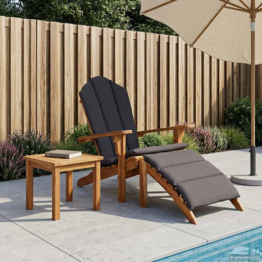 vidaXL Καρέκλα Adirondack Κήπου με Υποπόδιο Φυσικό Στερεό Ξύλο Τίκ