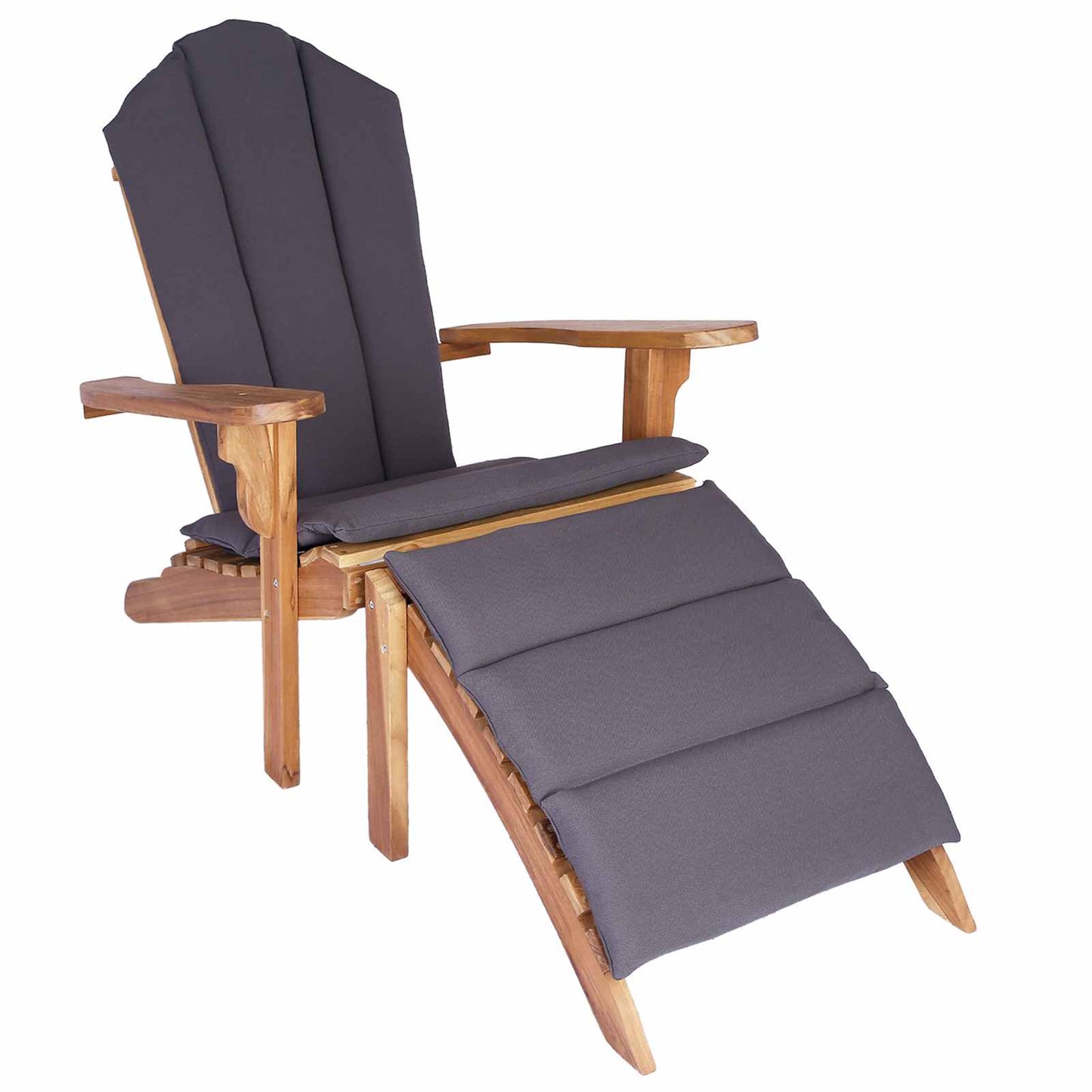 vidaXL Καρέκλα Adirondack Κήπου με Υποπόδιο Φυσικό Στερεό Ξύλο Τίκ