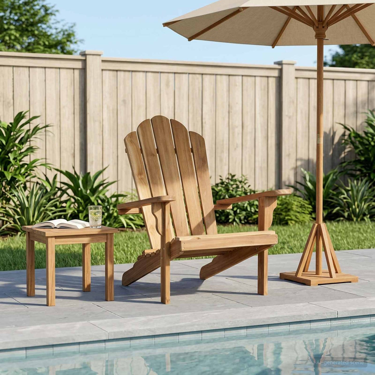 vidaXL Κήπος Πολυθρόνα Adirondack Φυσικό Στερεό Ξύλο Τίκ