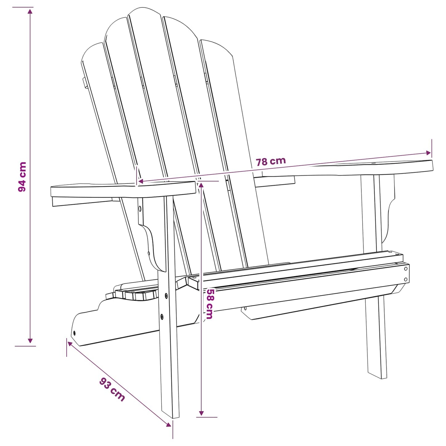 vidaXL Κήπος Πολυθρόνα Adirondack Φυσικό Στερεό Ξύλο Τίκ