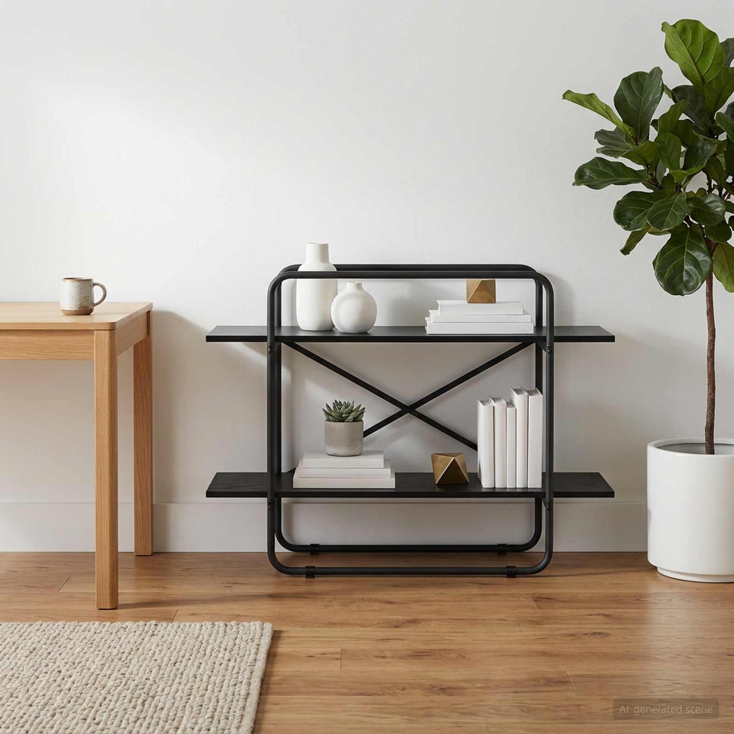 vidaXL Ράφι Βιβλίων 2 επίπεδα 100 x 35 x 70 εκ. PB Μαύρη Δρυς