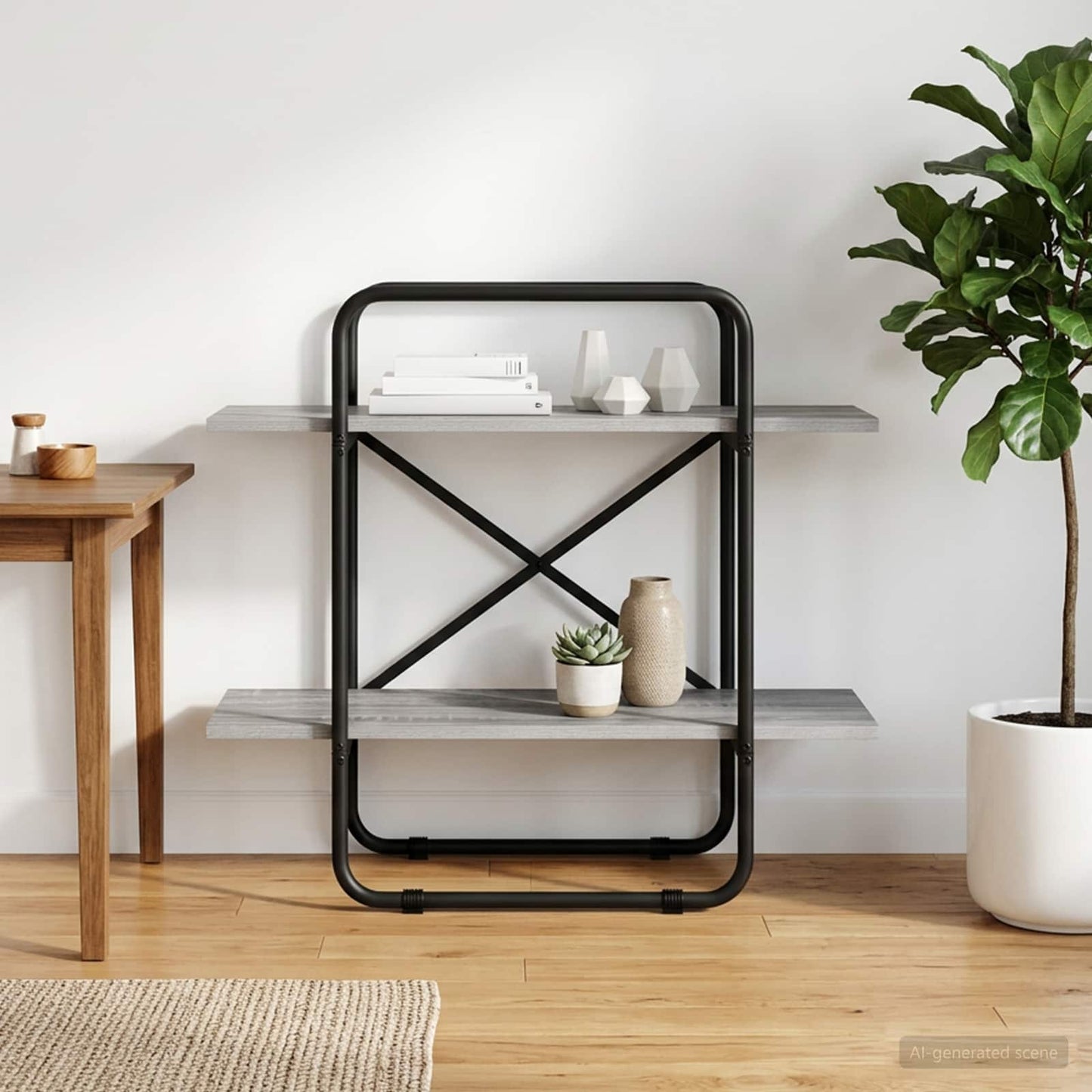 vidaXL Ράφι Βιβλίων 2 επίπεδα 80 x 35 x 70 εκ. PB Γκρι Sonoma