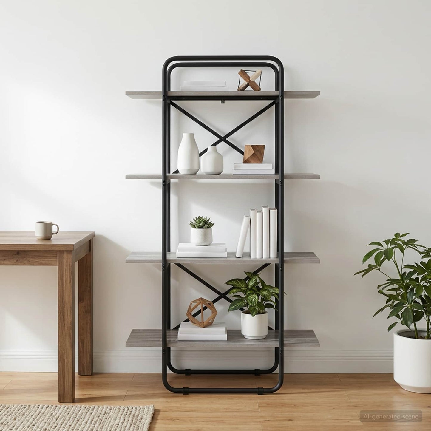 vidaXL Ράφι Βιβλίων 4 επίπεδα 60 x 35 x 140 εκ. PB Γκρι Sonoma