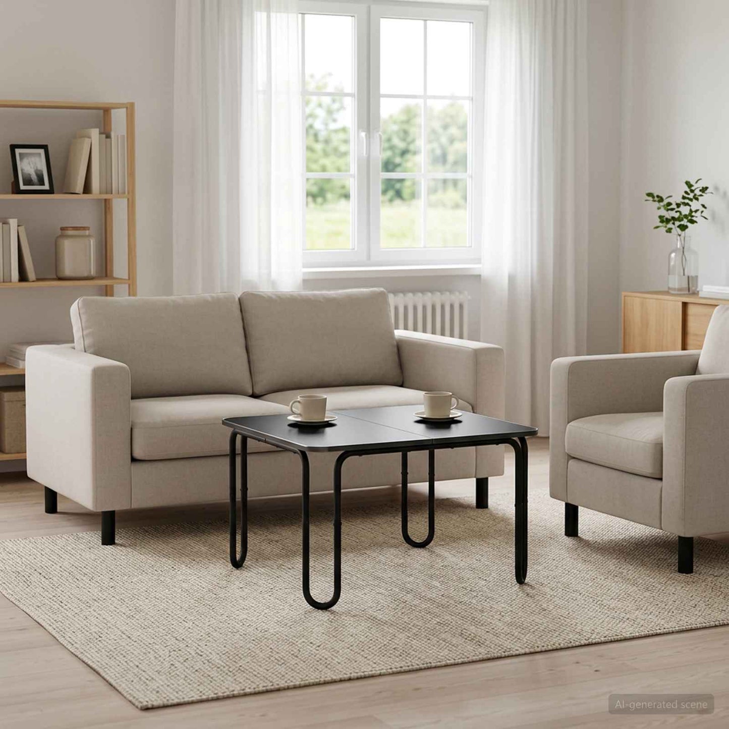 vidaXL Τραπεζάκι σαλονιού Μαύρο 59 x 59 x 45 εκ Επεξεργασμένο Ξύλο