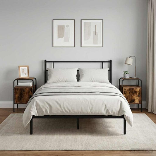 vidaXL Κομοδίνο 2 τμχ. Καπνισμένο Ξύλο Δρυός Επεξεργασμένο Ξύλο