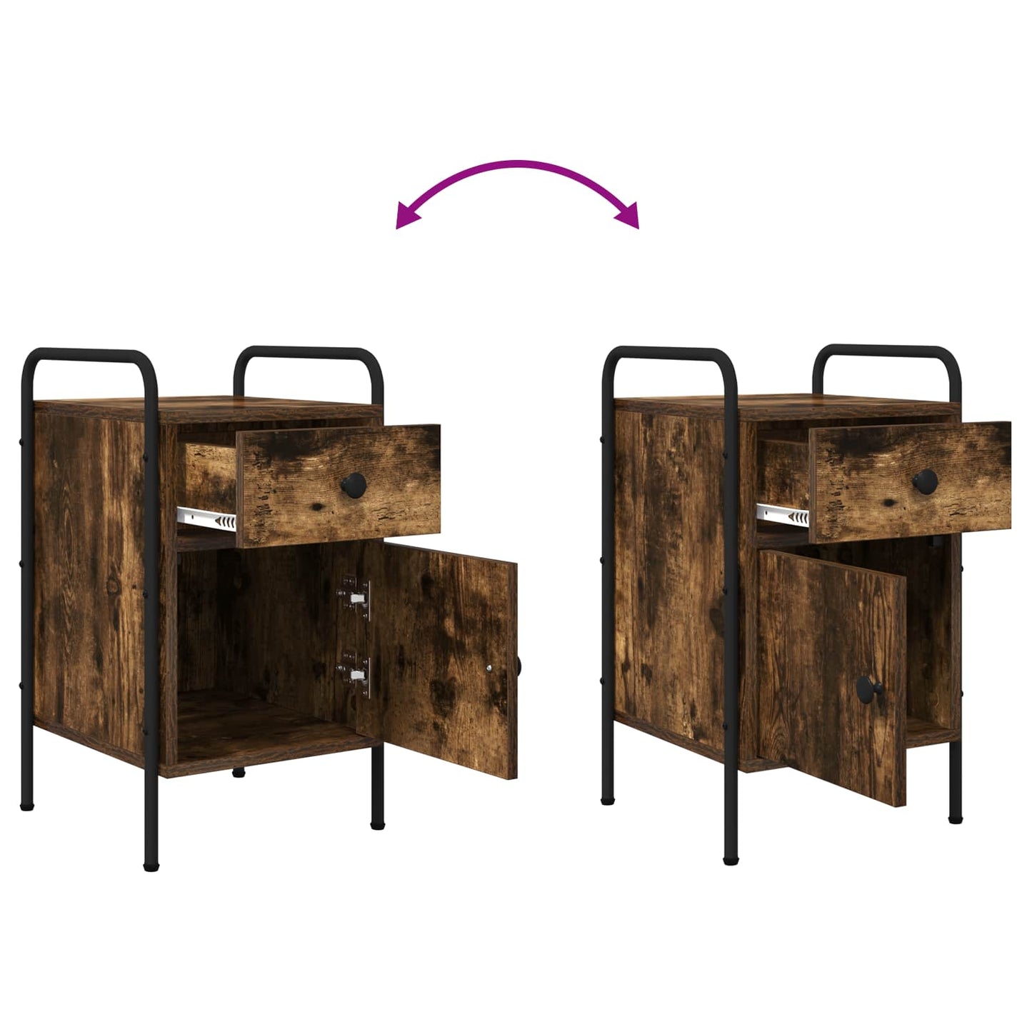 vidaXL Κομοδίνο Καπνισμένο Ξύλο Δρυός 35 x 36,5 x 61 εκ