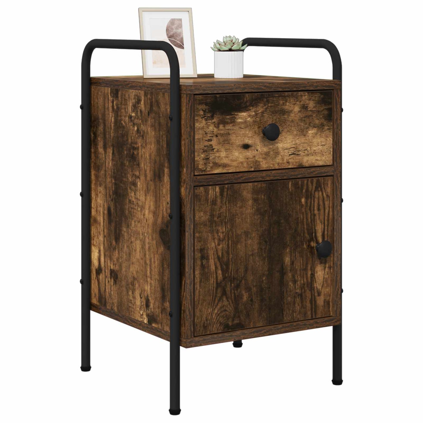 vidaXL Κομοδίνο Καπνισμένο Ξύλο Δρυός 35 x 36,5 x 61 εκ