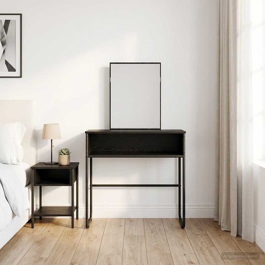 vidaXL Τραπέζι περιποίησης με ράφι Μαύρη Δρυς 81 x 40 x 131 εκ