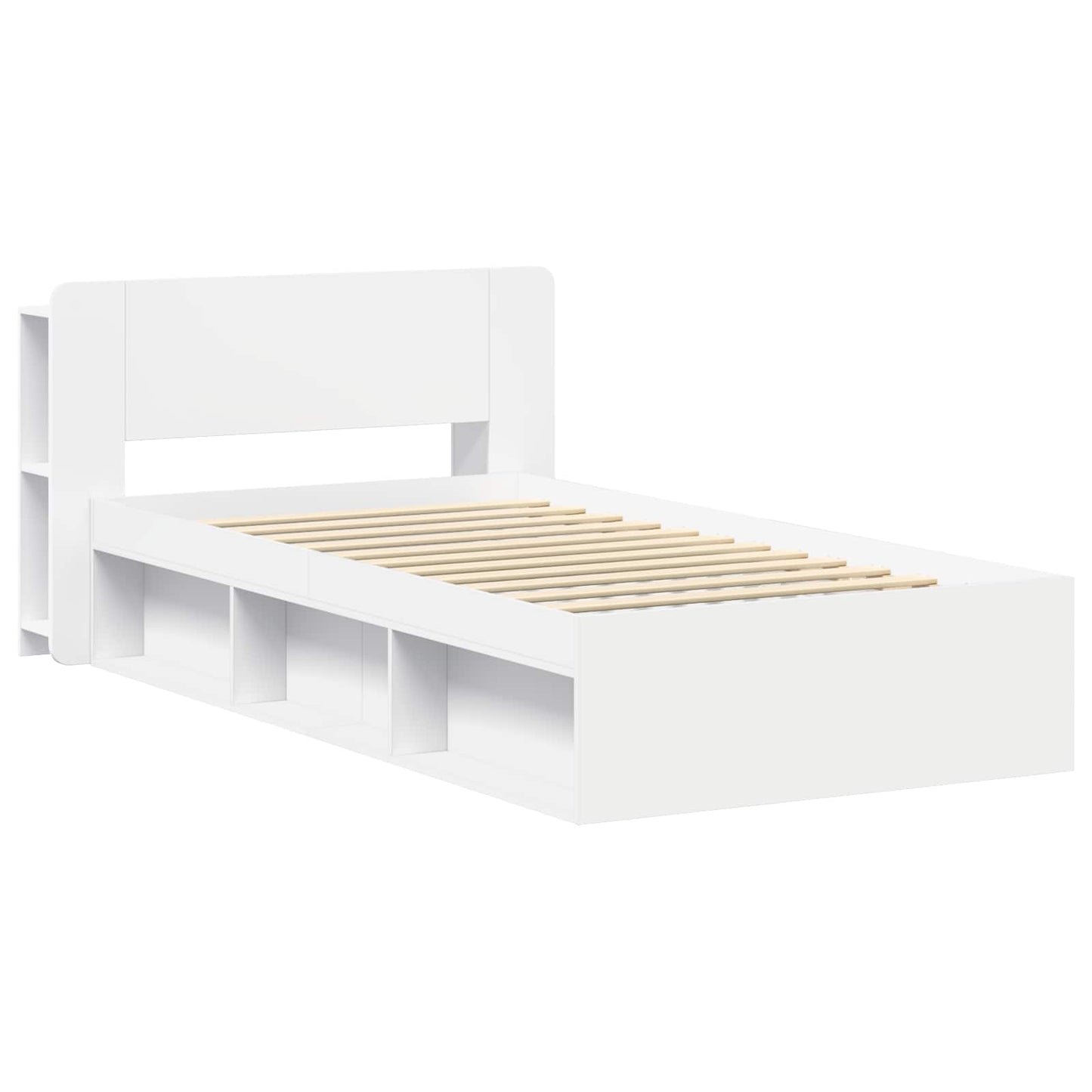 vidaXL Σκελετός κρεβατιού με αποθήκευση με κεφαλάρι Λευκό 75 x 190 cm