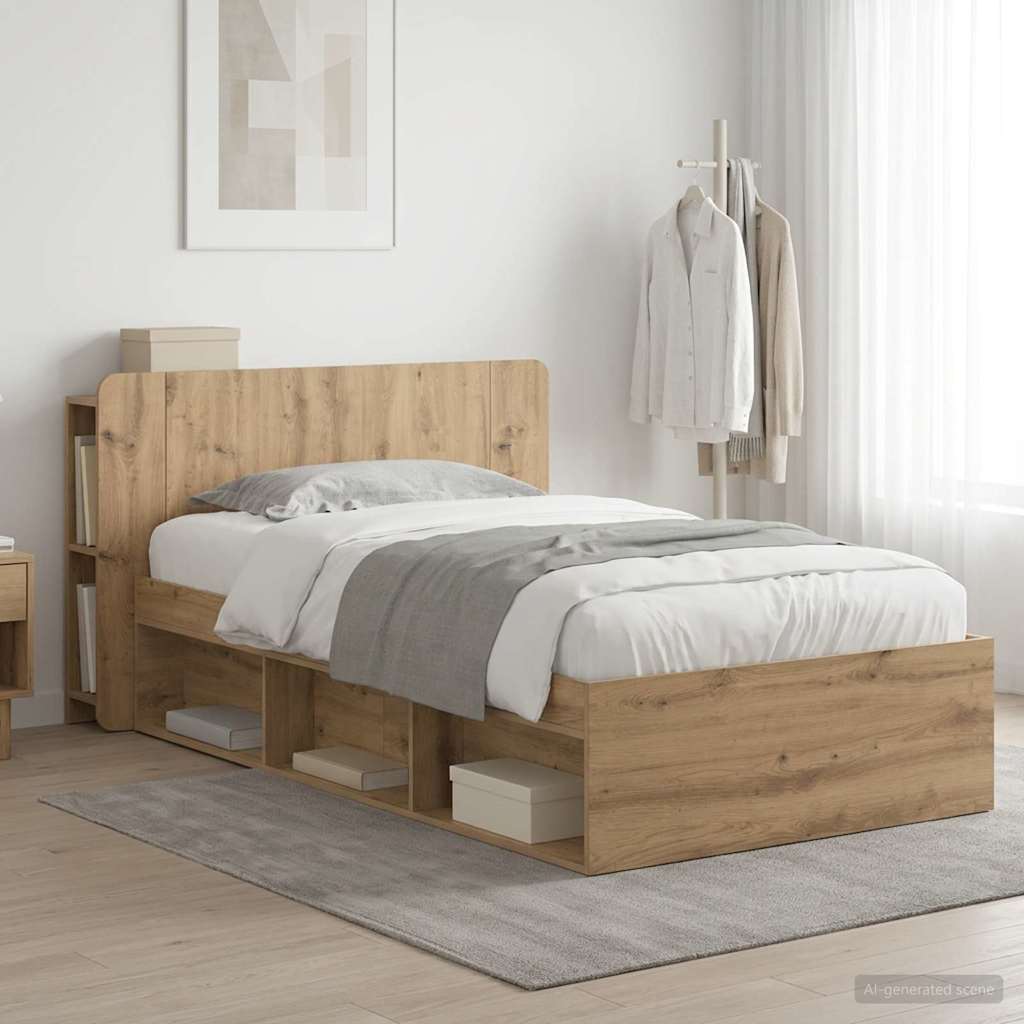 vidaXL Σκελετός κρεβατιού με αποθήκευση Artisan Δρυς 90 x 200 cm