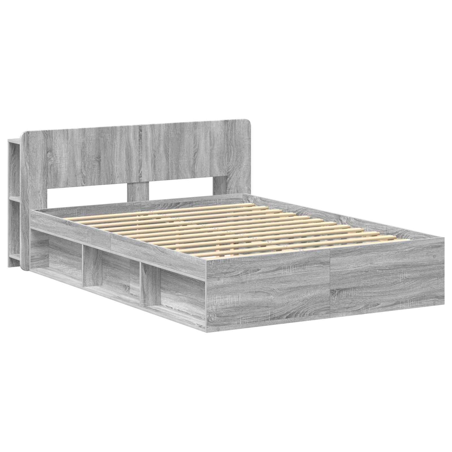 vidaXL Σκελετός κρεβατιού με αποθήκευση Γκρι Sonoma 140 x 200 cm