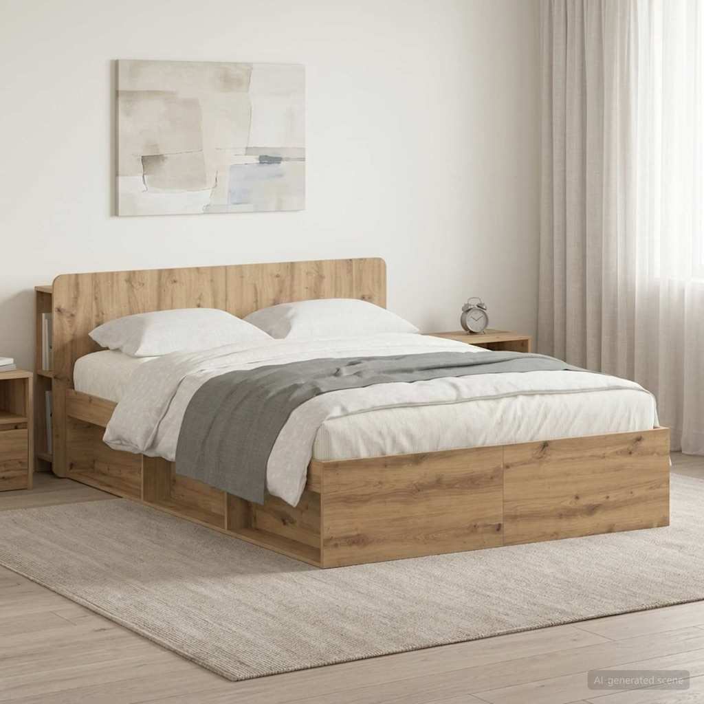 vidaXL Σκελετός κρεβατιού με αποθήκευση Artisan Δρυς 150 x 200 cm
