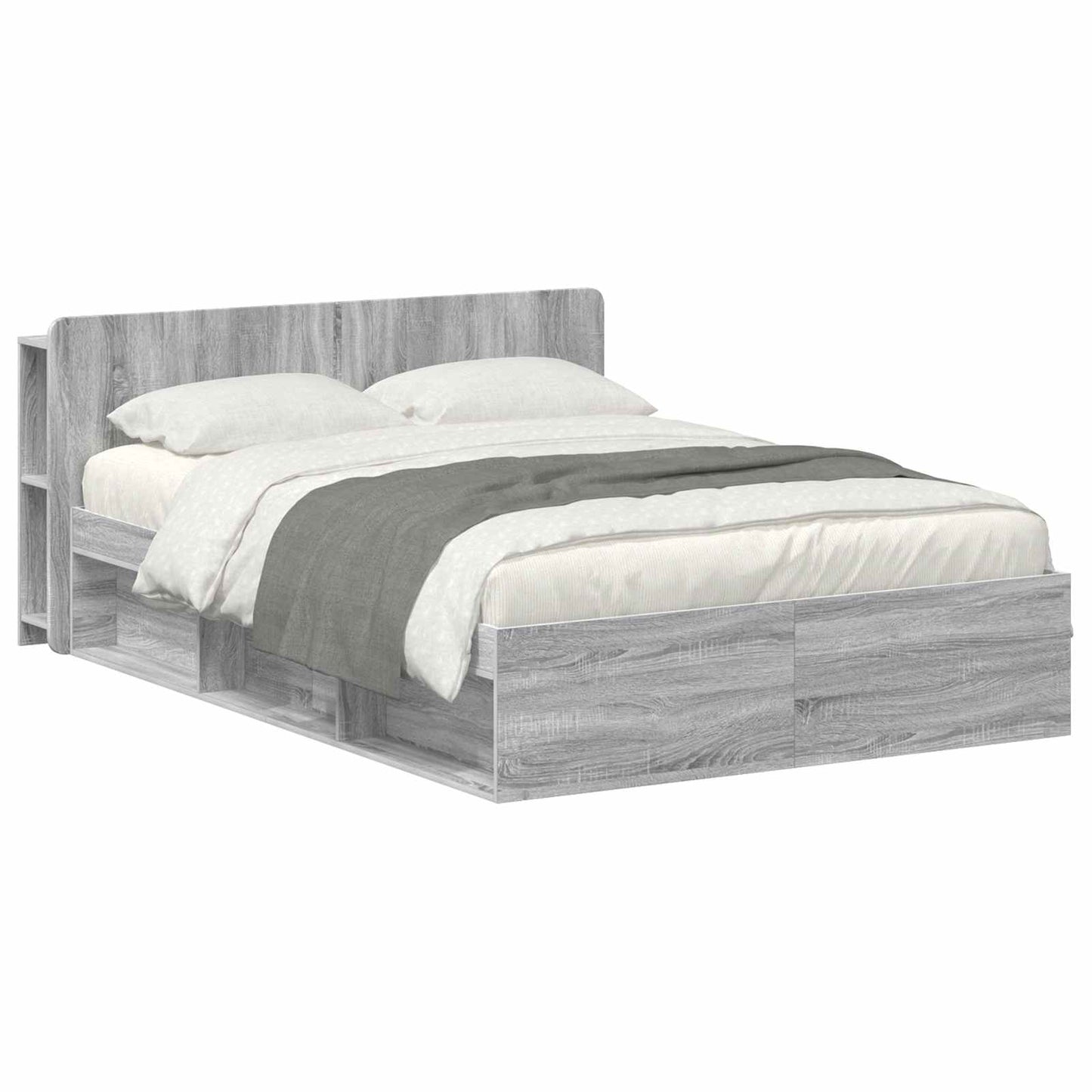vidaXL Σκελετός κρεβατιού με αποθήκευση Γκρι Sonoma 150 x 200 cm