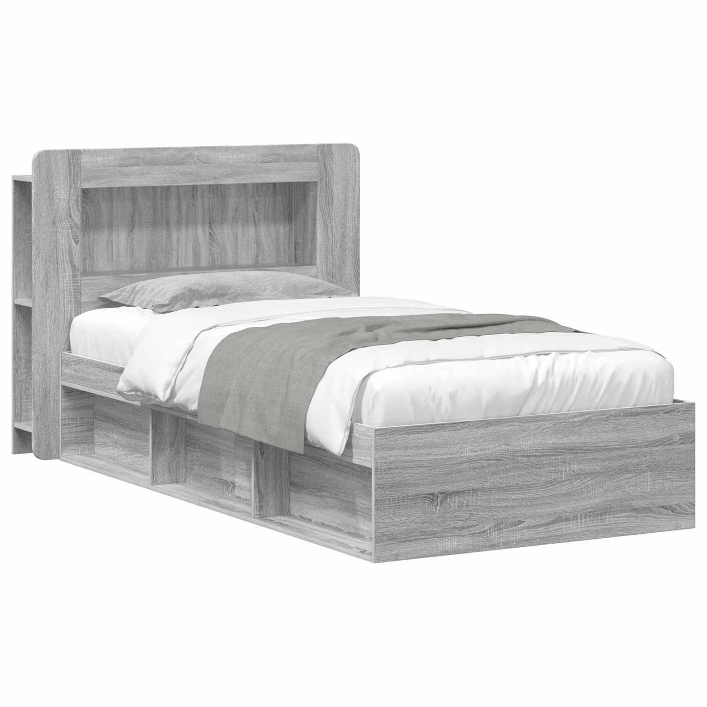 vidaXL Σκελετός κρεβατιού με αποθήκευση Γκρι Sonoma 75 x 190 cm