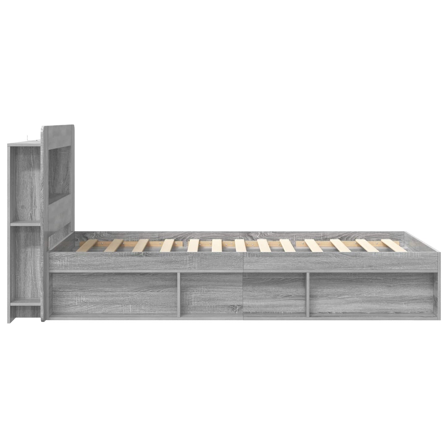 vidaXL Σκελετός κρεβατιού με αποθήκευση Γκρι Sonoma 75 x 190 cm