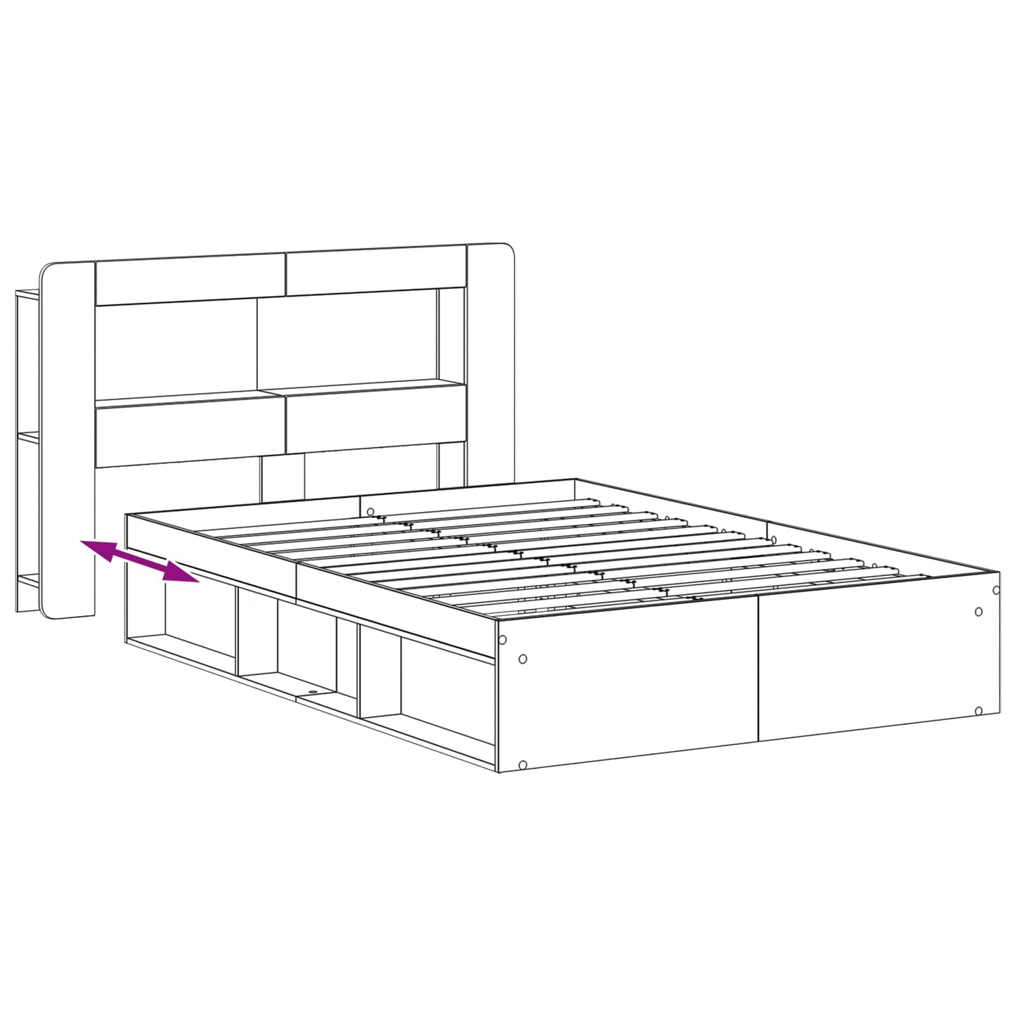 vidaXL Σκελετός κρεβατιού με αποθήκευση Καπνισμένο Ξύλο Δρυός