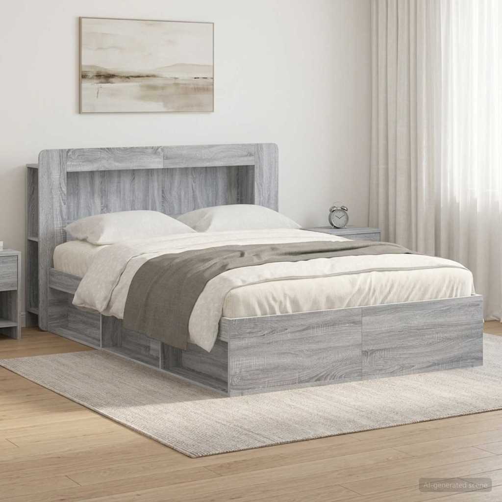 vidaXL Σκελετός κρεβατιού με αποθήκευση Γκρι Sonoma 160 x 200 cm