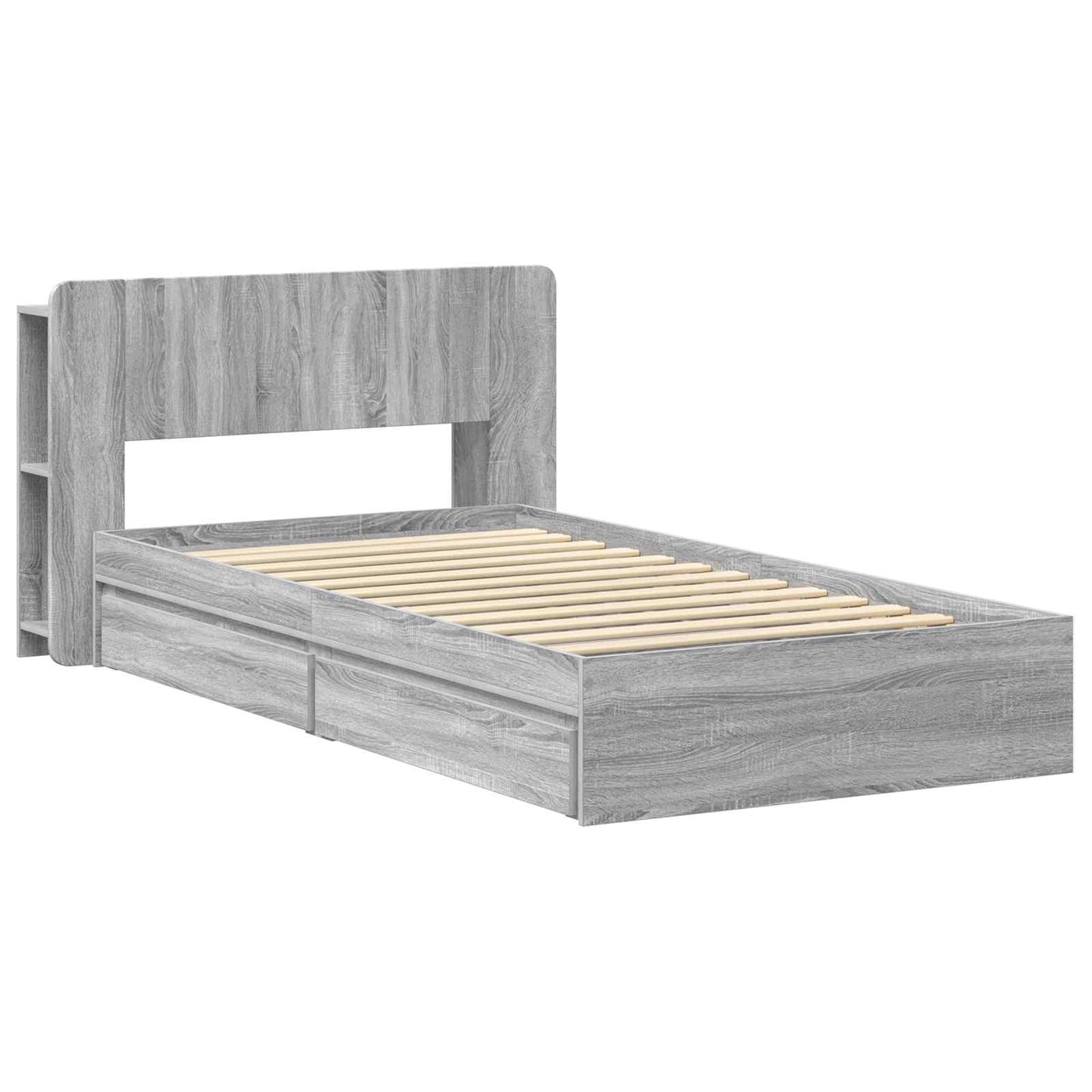 vidaXL Σκελετός κρεβατιού με αποθήκευση Γκρι Sonoma 90 x 190 cm