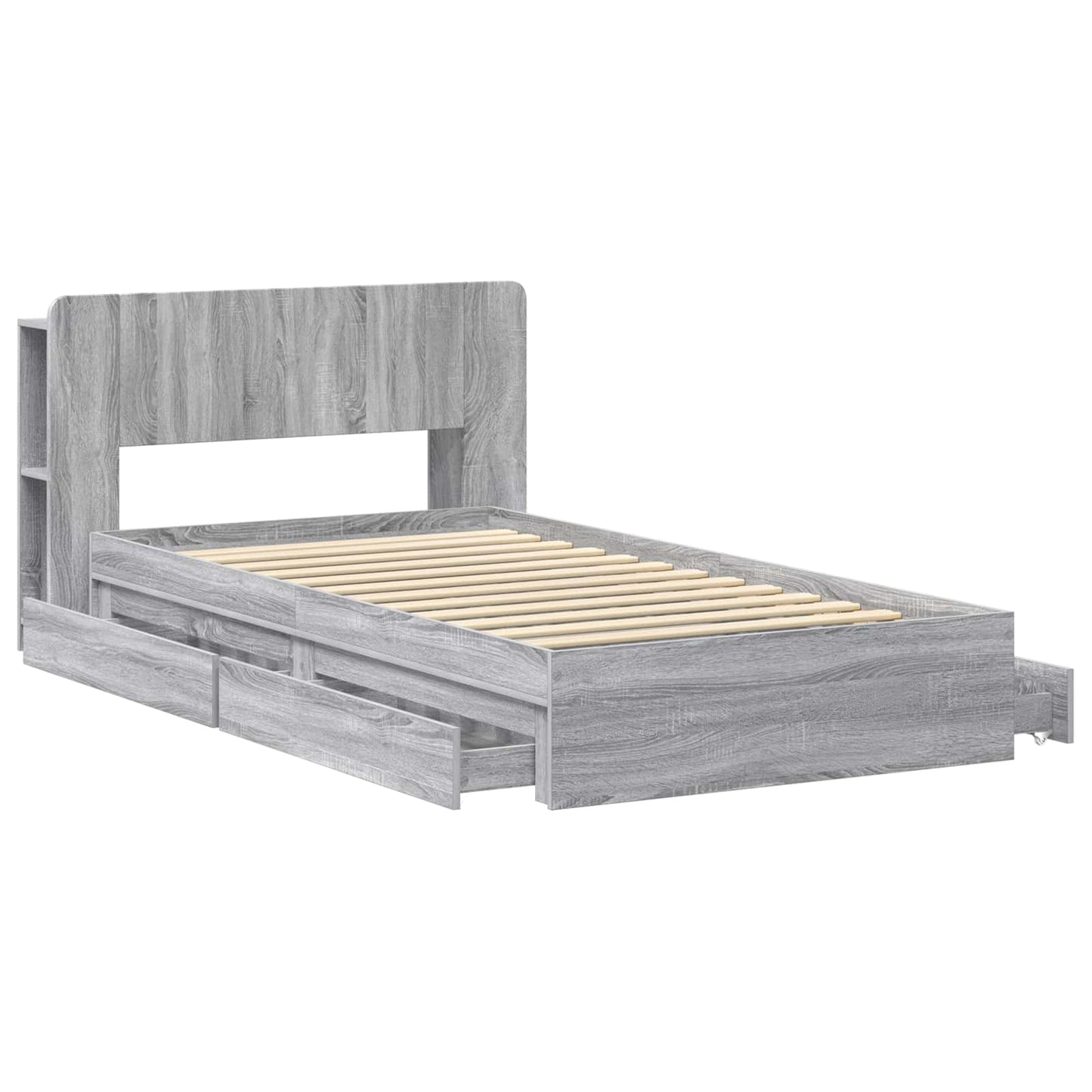 vidaXL Σκελετός κρεβατιού με αποθήκευση Γκρι Sonoma 90 x 190 cm