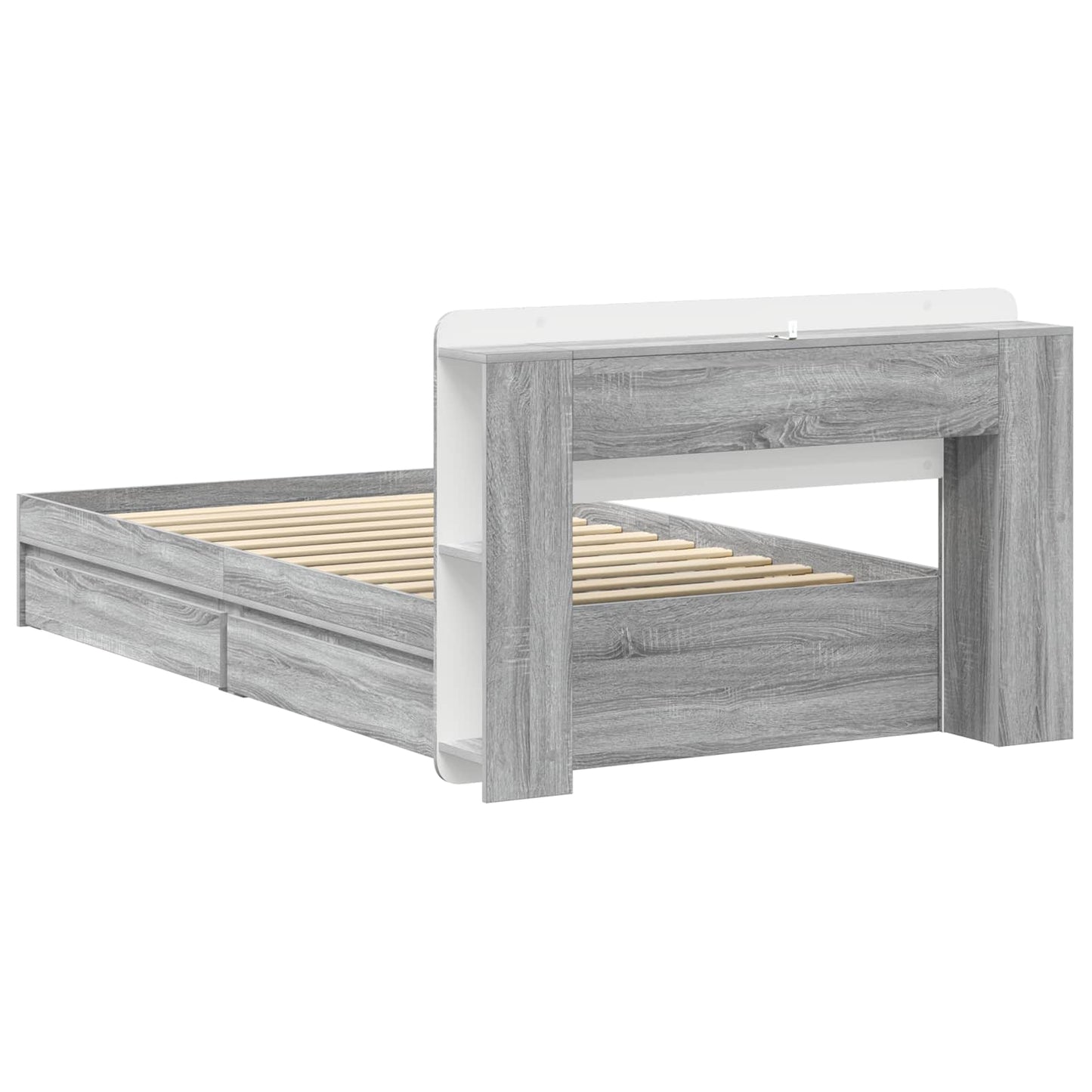 vidaXL Σκελετός κρεβατιού με αποθήκευση Γκρι Sonoma 90 x 190 cm