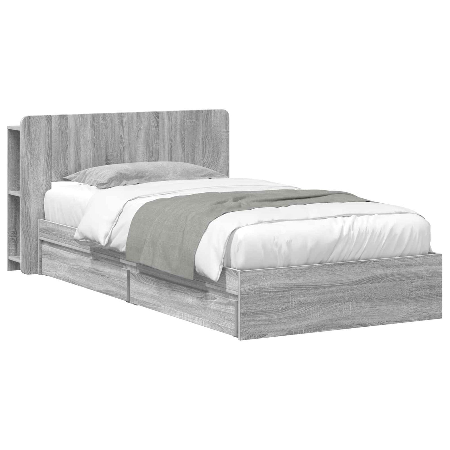 vidaXL Σκελετός κρεβατιού με αποθήκευση Γκρι Sonoma 90 x 200 cm