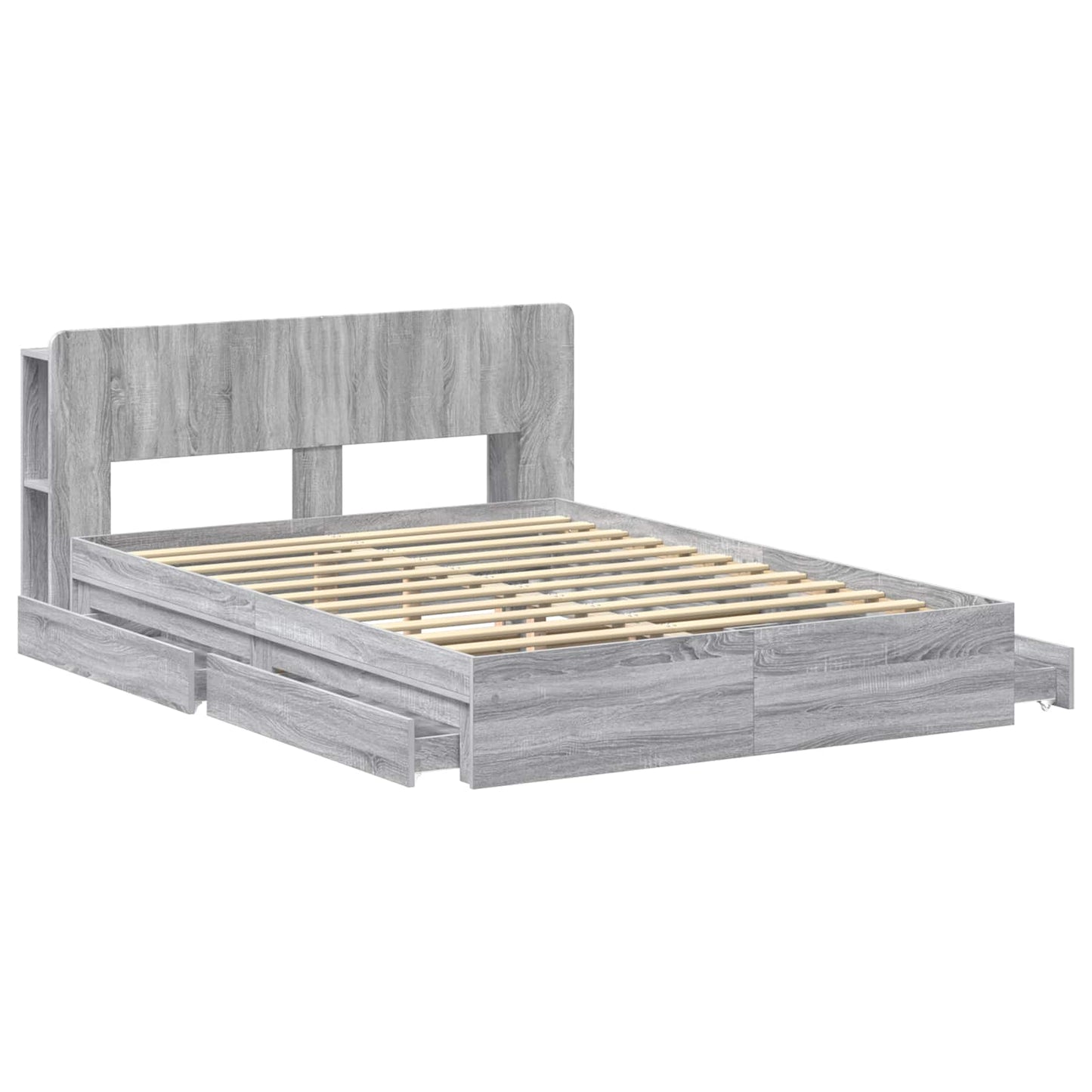 vidaXL Σκελετός κρεβατιού με αποθήκευση Γκρι Sonoma 160 x 200 cm