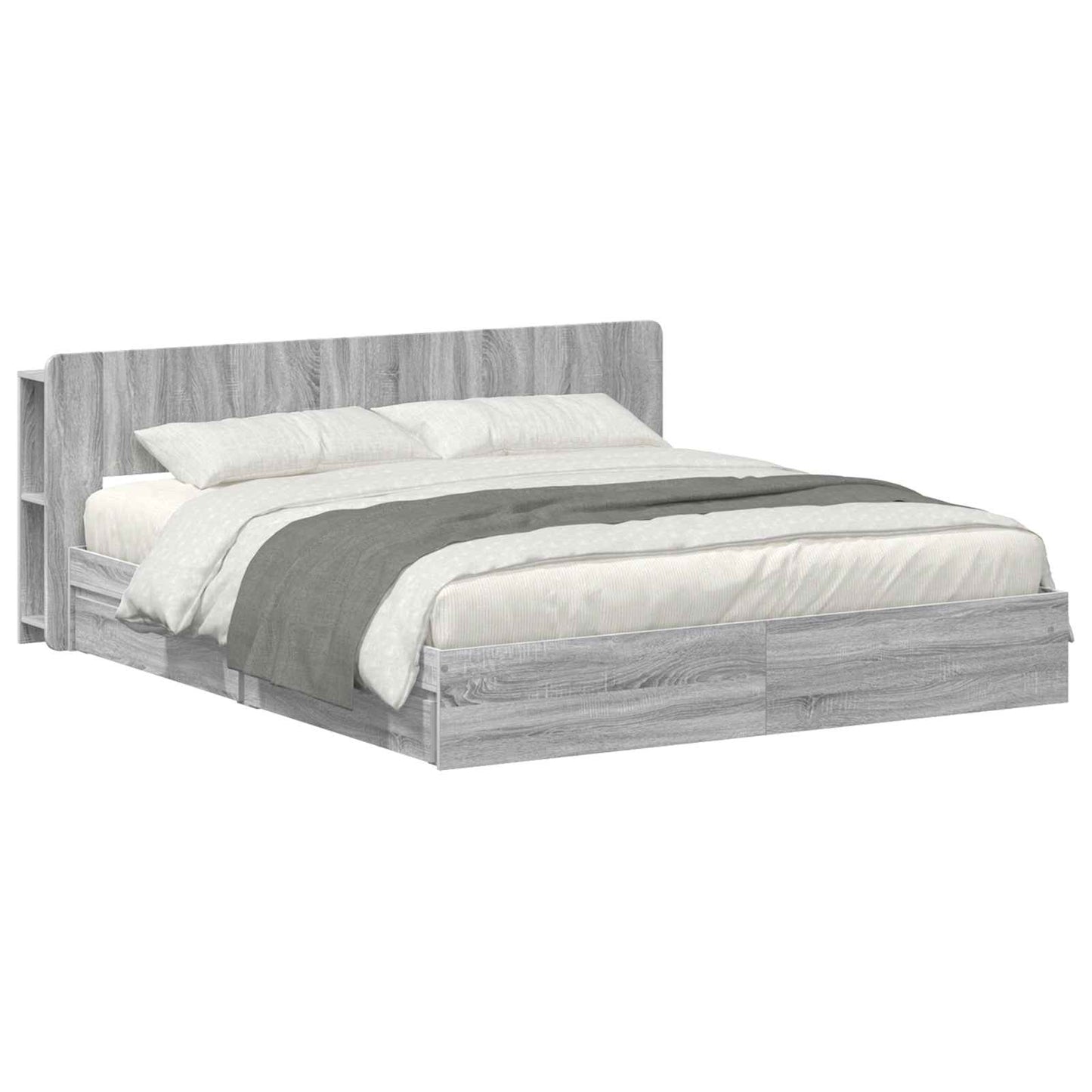 vidaXL Σκελετός κρεβατιού με αποθήκευση Γκρι Sonoma 200 x 200 cm