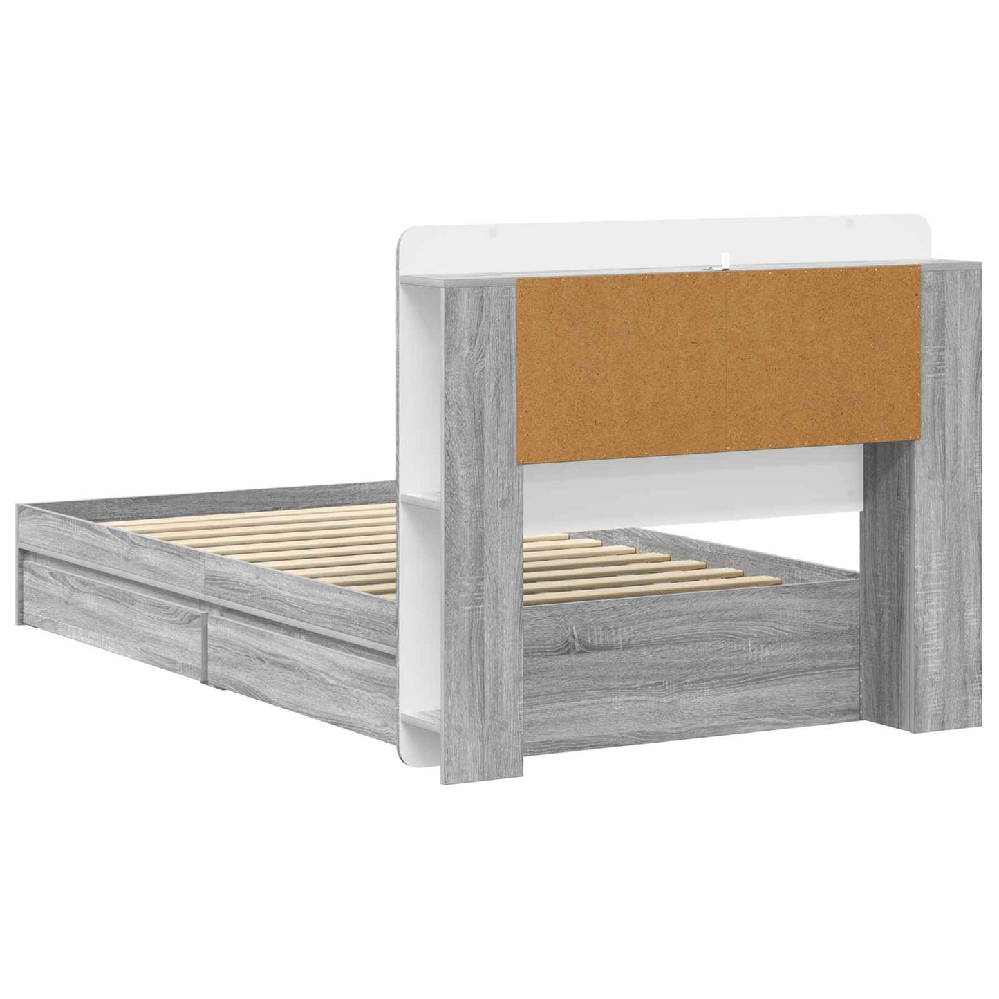 vidaXL Σκελετός κρεβατιού με αποθήκευση Γκρι Sonoma 90 x 190 cm