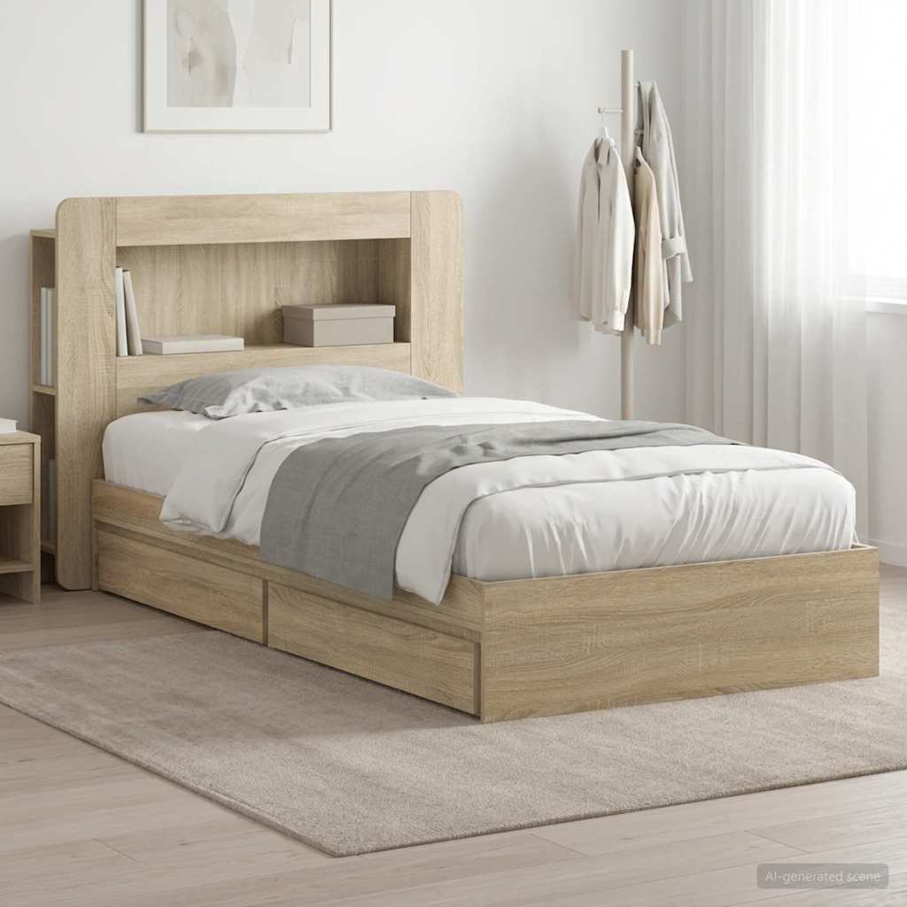 vidaXL Σκελετός κρεβατιού με αποθήκευση Sonoma Δρυς 100 x 200 cm