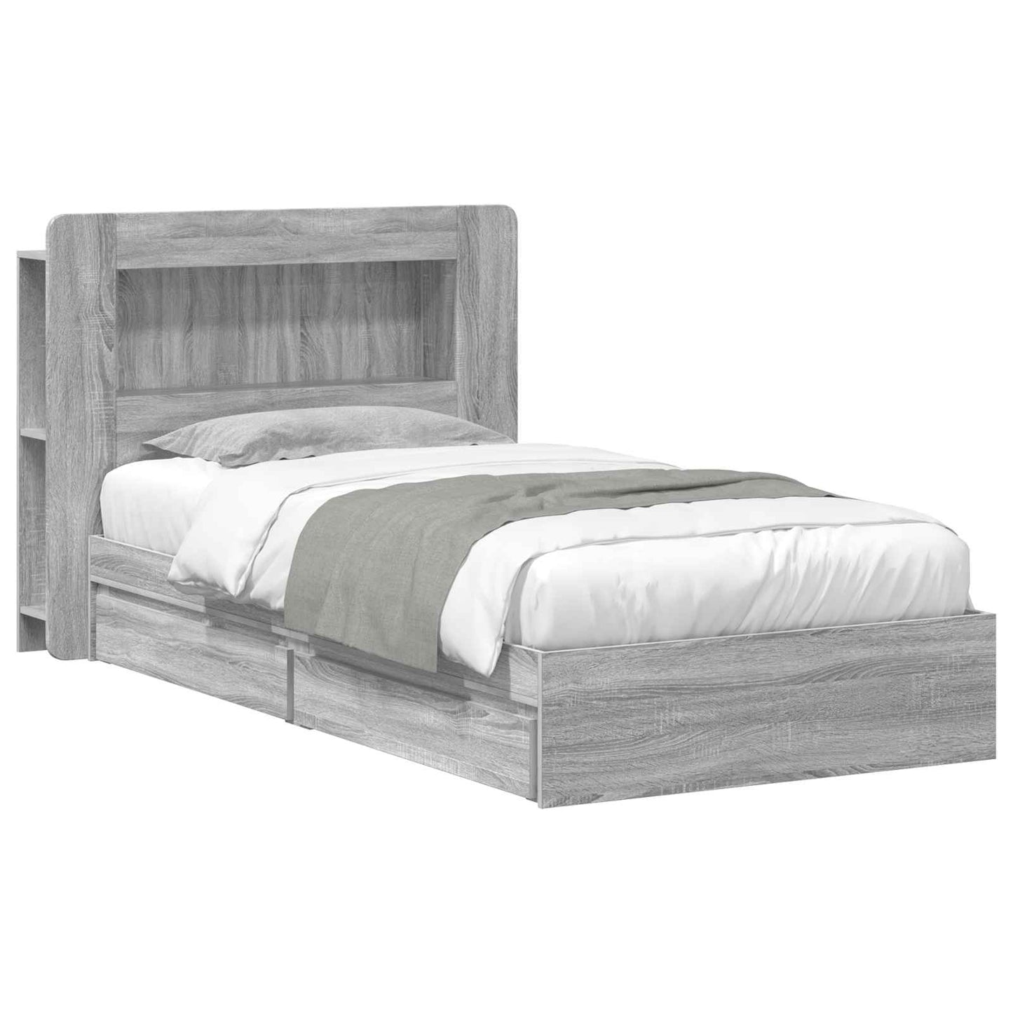 vidaXL Σκελετός κρεβατιού με αποθήκευση Γκρι Sonoma 90 x 200 cm