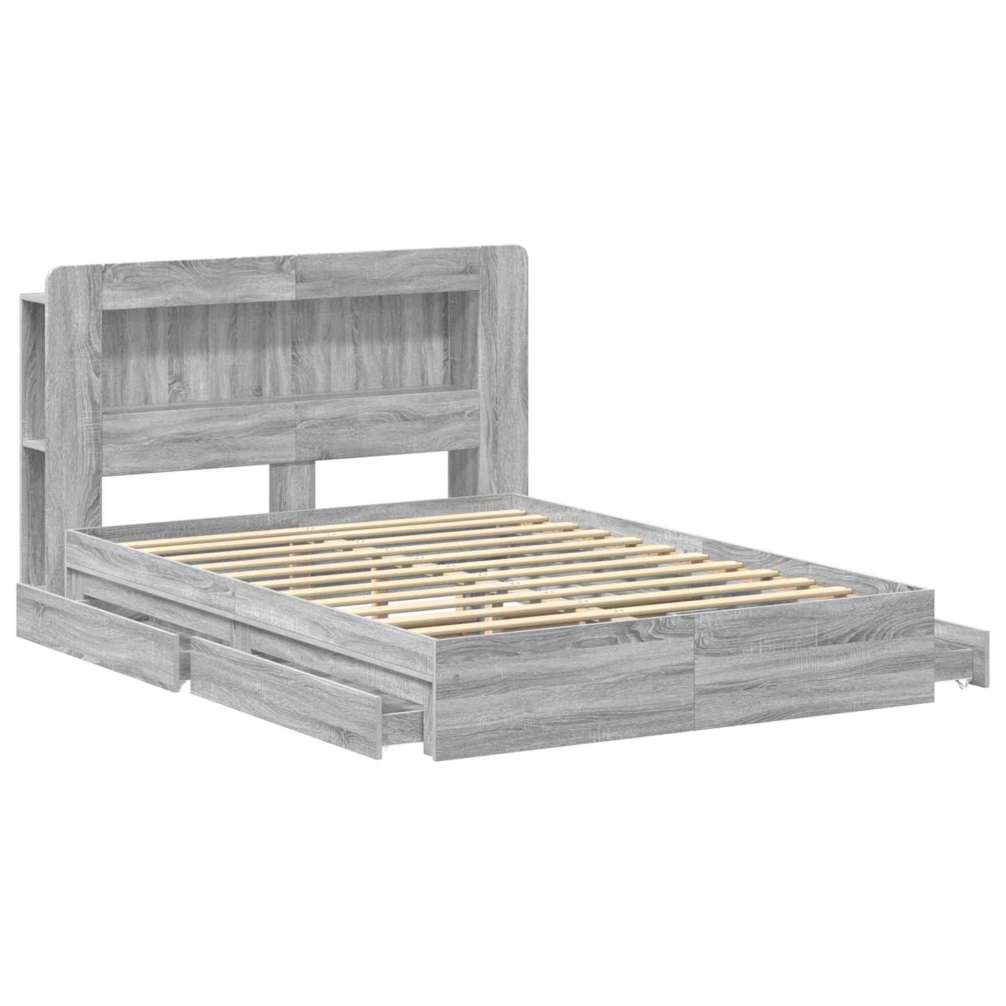 vidaXL Σκελετός κρεβατιού με αποθήκευση Γκρι Sonoma 140 x 200 cm