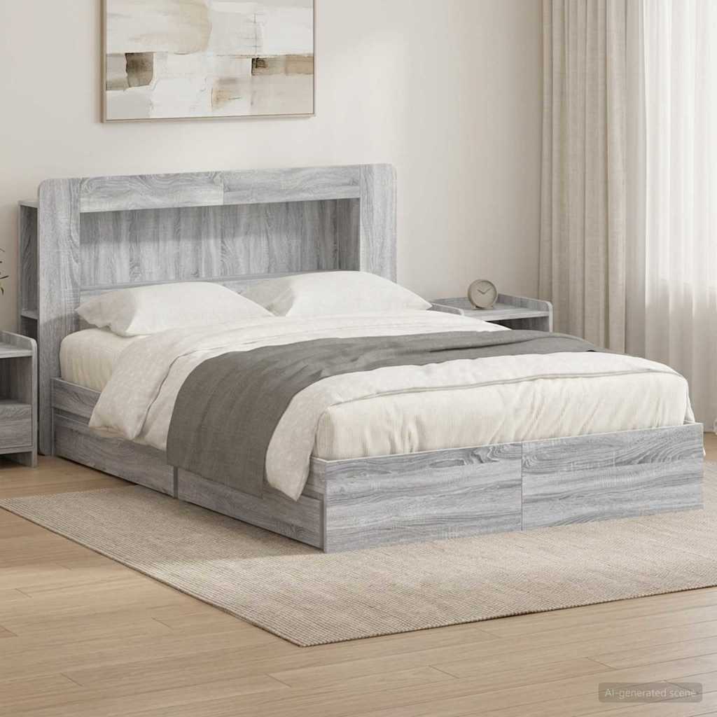 vidaXL Σκελετός κρεβατιού με αποθήκευση Γκρι Sonoma 160 x 200 cm