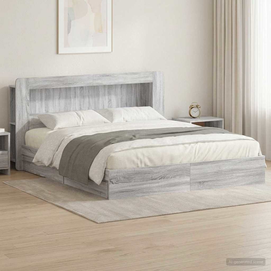 vidaXL Σκελετός κρεβατιού με αποθήκευση Γκρι Sonoma 180 x 200 cm