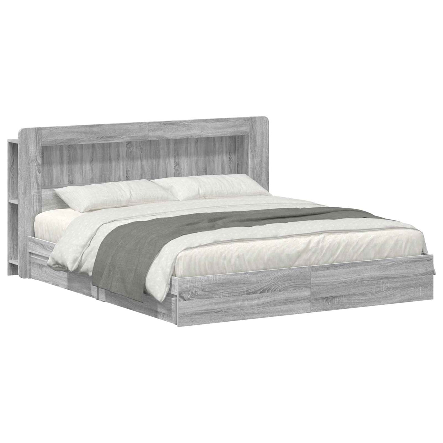 vidaXL Σκελετός κρεβατιού με αποθήκευση Γκρι Sonoma 200 x 200 cm