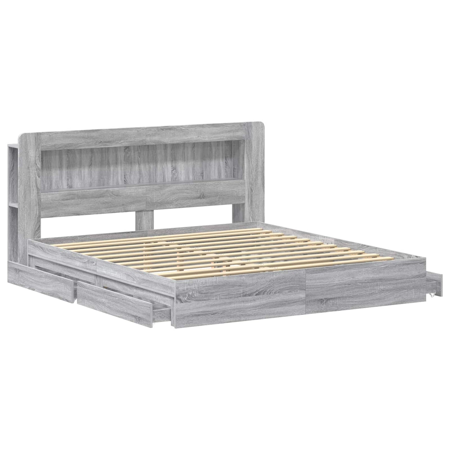 vidaXL Σκελετός κρεβατιού με αποθήκευση Γκρι Sonoma 200 x 200 cm