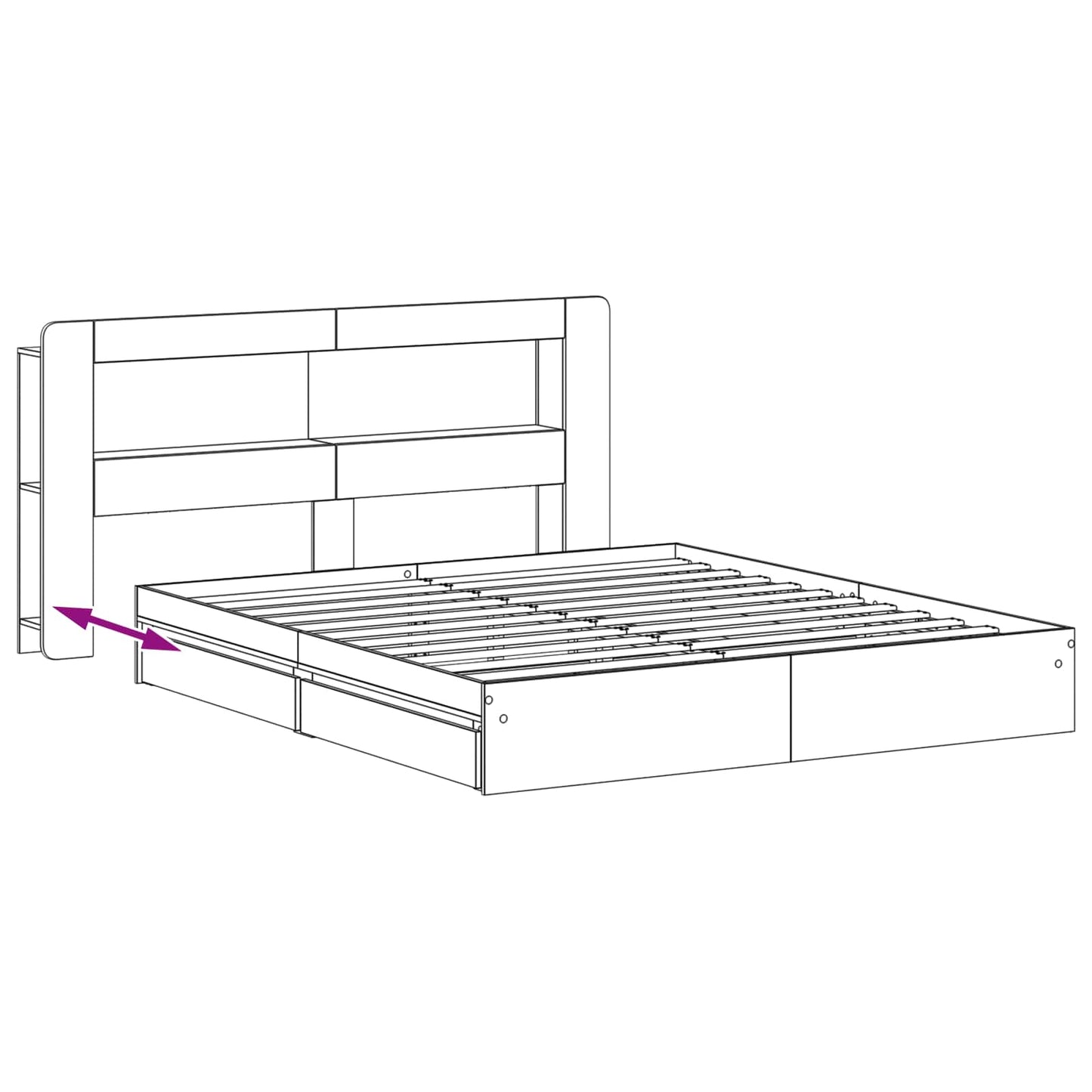vidaXL Σκελετός κρεβατιού με αποθήκευση Γκρι Sonoma 200 x 200 cm