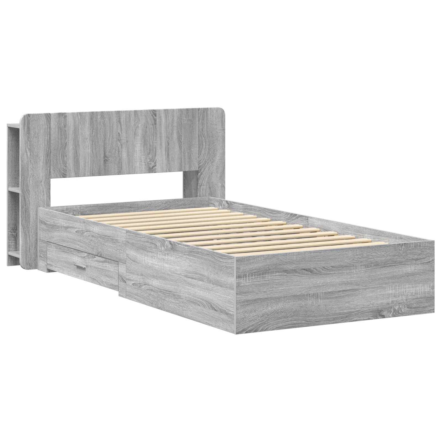 vidaXL Σκελετός κρεβατιού με αποθήκευση Γκρι Sonoma 75 x 190 cm