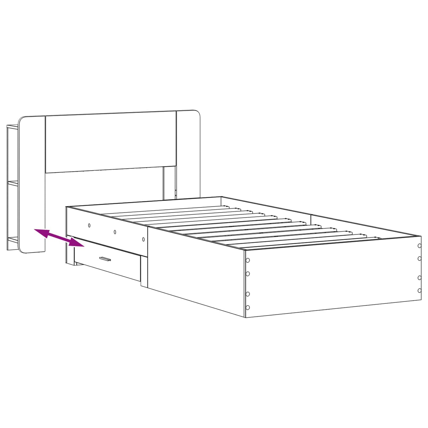 vidaXL Σκελετός κρεβατιού με αποθήκευση Γκρι Sonoma 75 x 190 cm