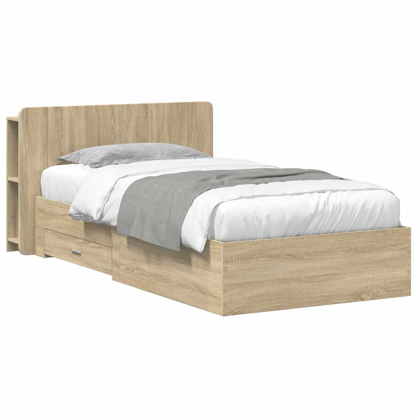 vidaXL Σκελετός κρεβατιού με αποθήκευση Sonoma Δρυς 75 x 190 cm