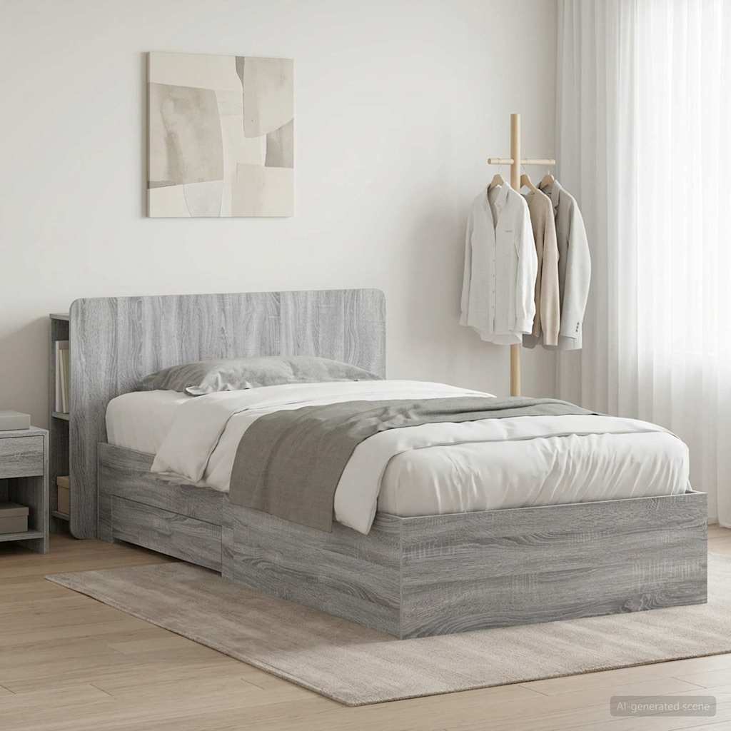 vidaXL Σκελετός κρεβατιού με αποθήκευση Γκρι Sonoma 80 x 200 cm
