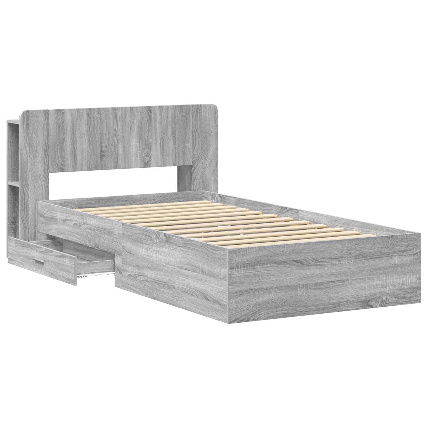 vidaXL Σκελετός κρεβατιού με αποθήκευση Γκρι Sonoma 100 x 200 cm