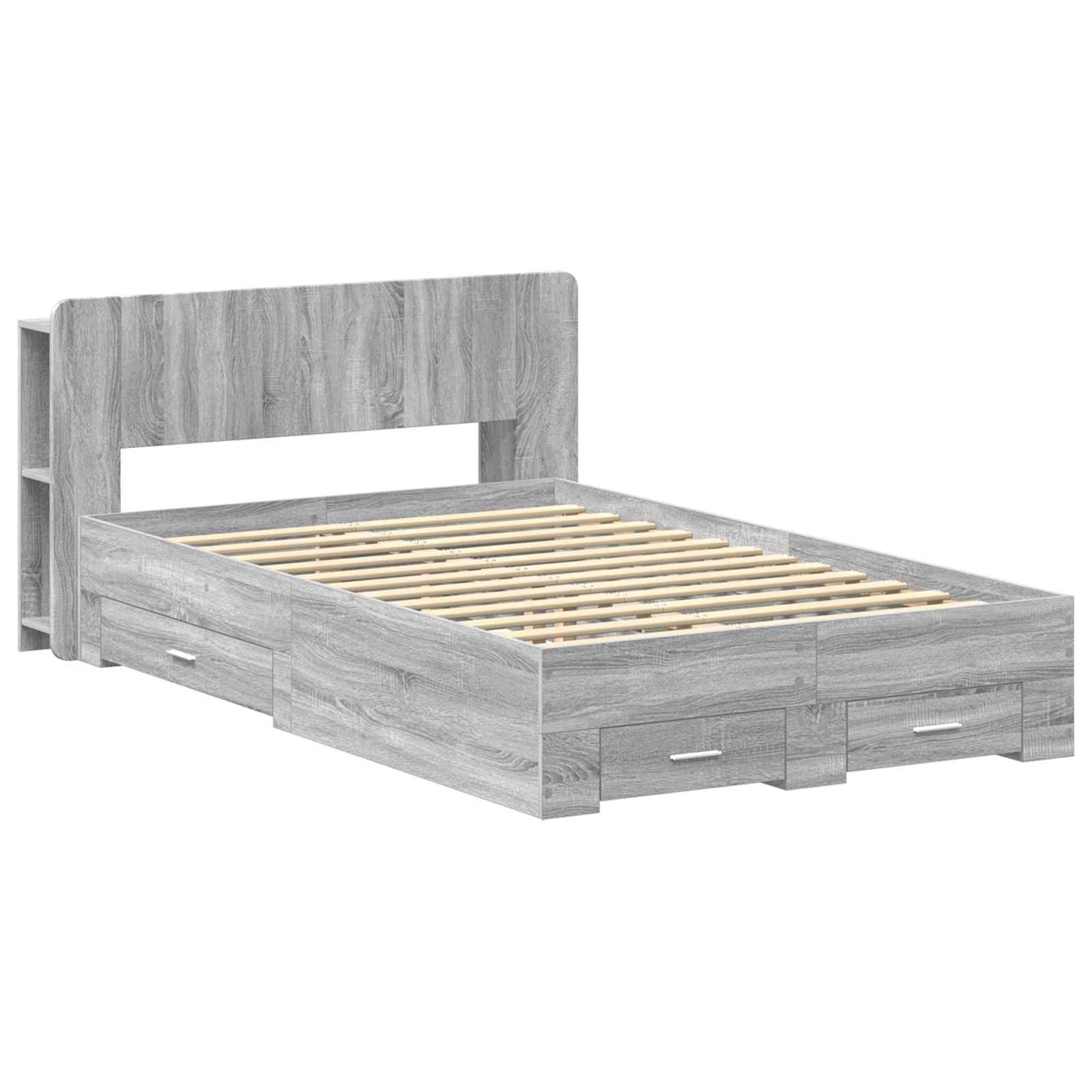 vidaXL Σκελετός κρεβατιού με αποθήκευση Γκρι Sonoma 120 x 190 cm