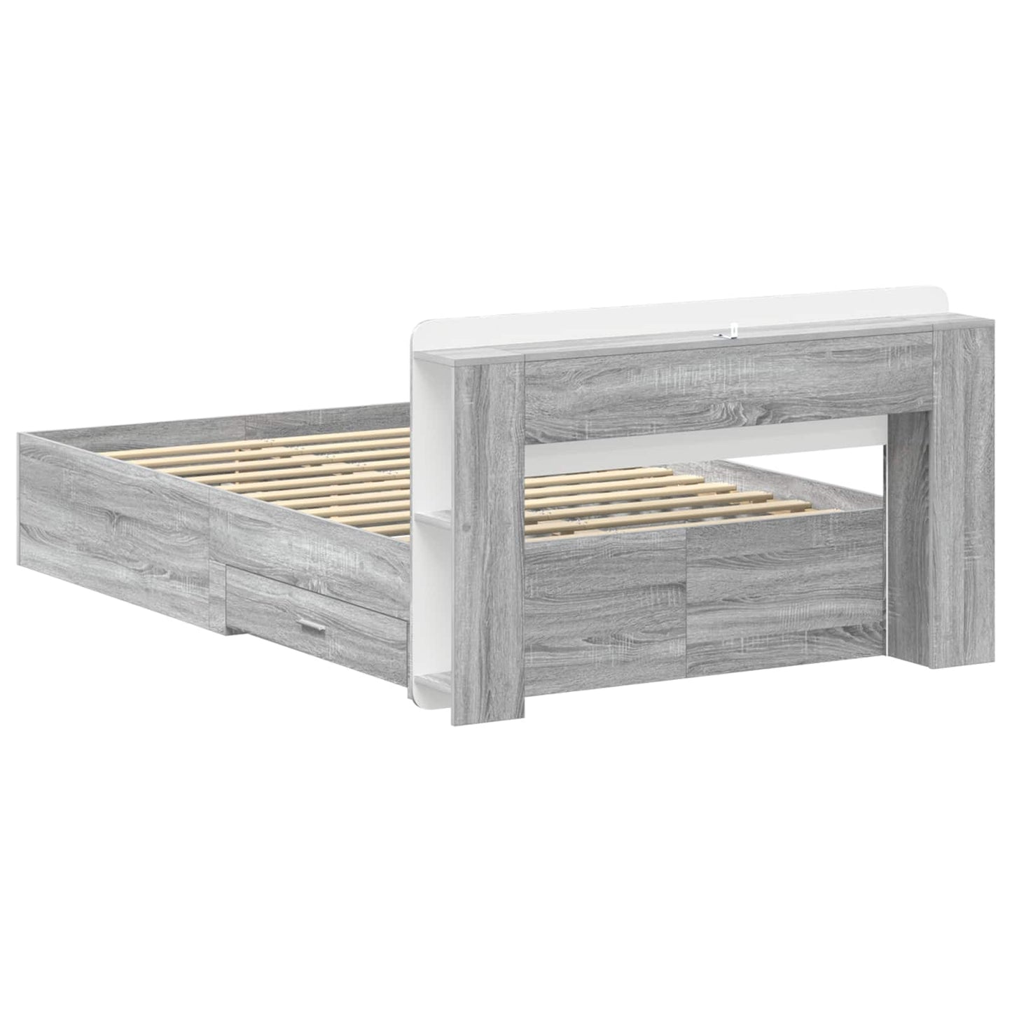 vidaXL Σκελετός κρεβατιού με αποθήκευση Γκρι Sonoma 120 x 190 cm