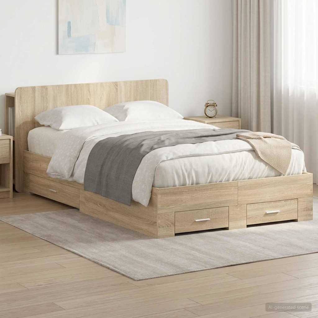vidaXL Σκελετός κρεβατιού με αποθήκευση Sonoma Δρυς 120 x 200 cm