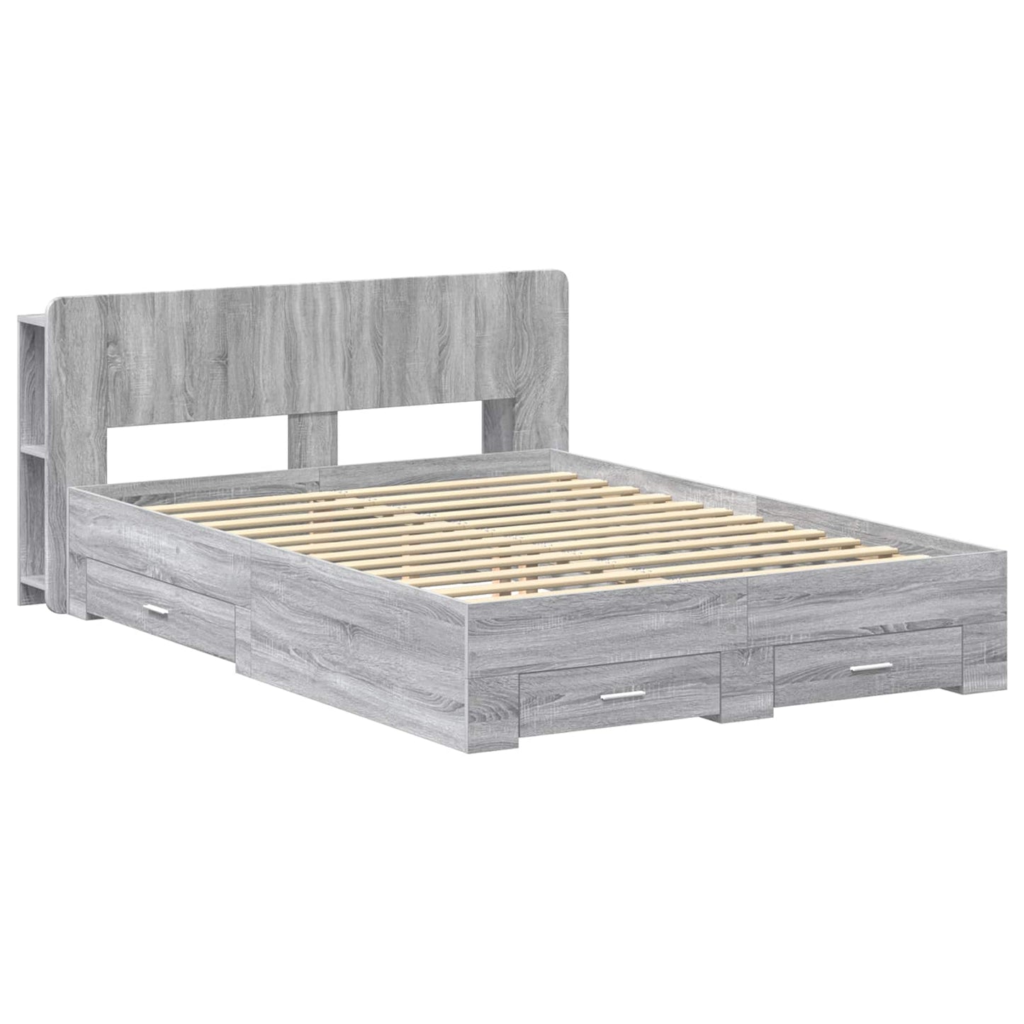 vidaXL Σκελετός κρεβατιού με αποθήκευση Γκρι Sonoma 140 x 200 cm
