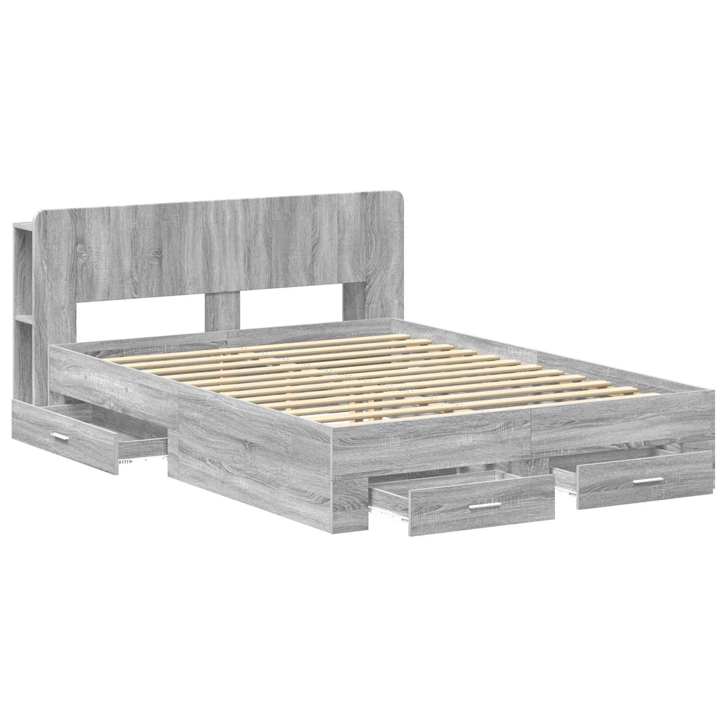 vidaXL Σκελετός κρεβατιού με αποθήκευση Γκρι Sonoma 140 x 200 cm