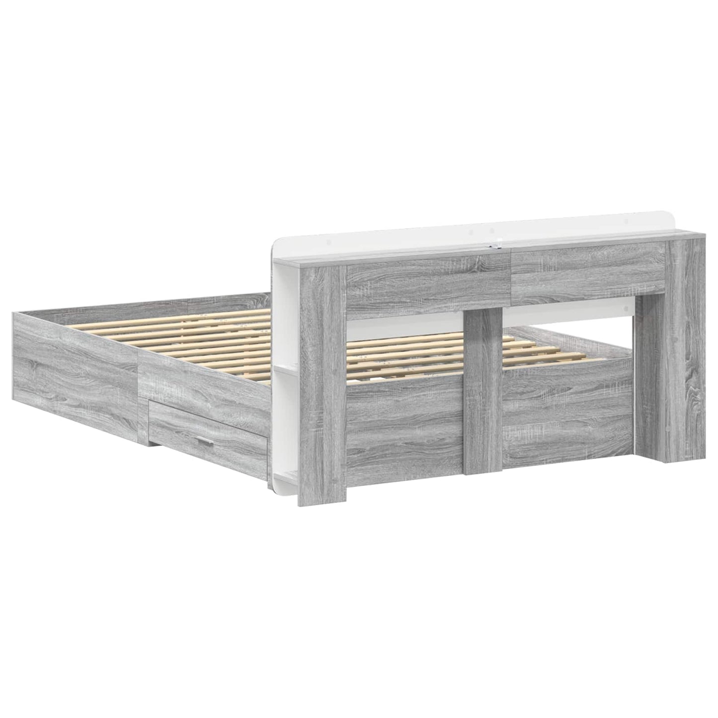 vidaXL Σκελετός κρεβατιού με αποθήκευση Γκρι Sonoma 140 x 200 cm