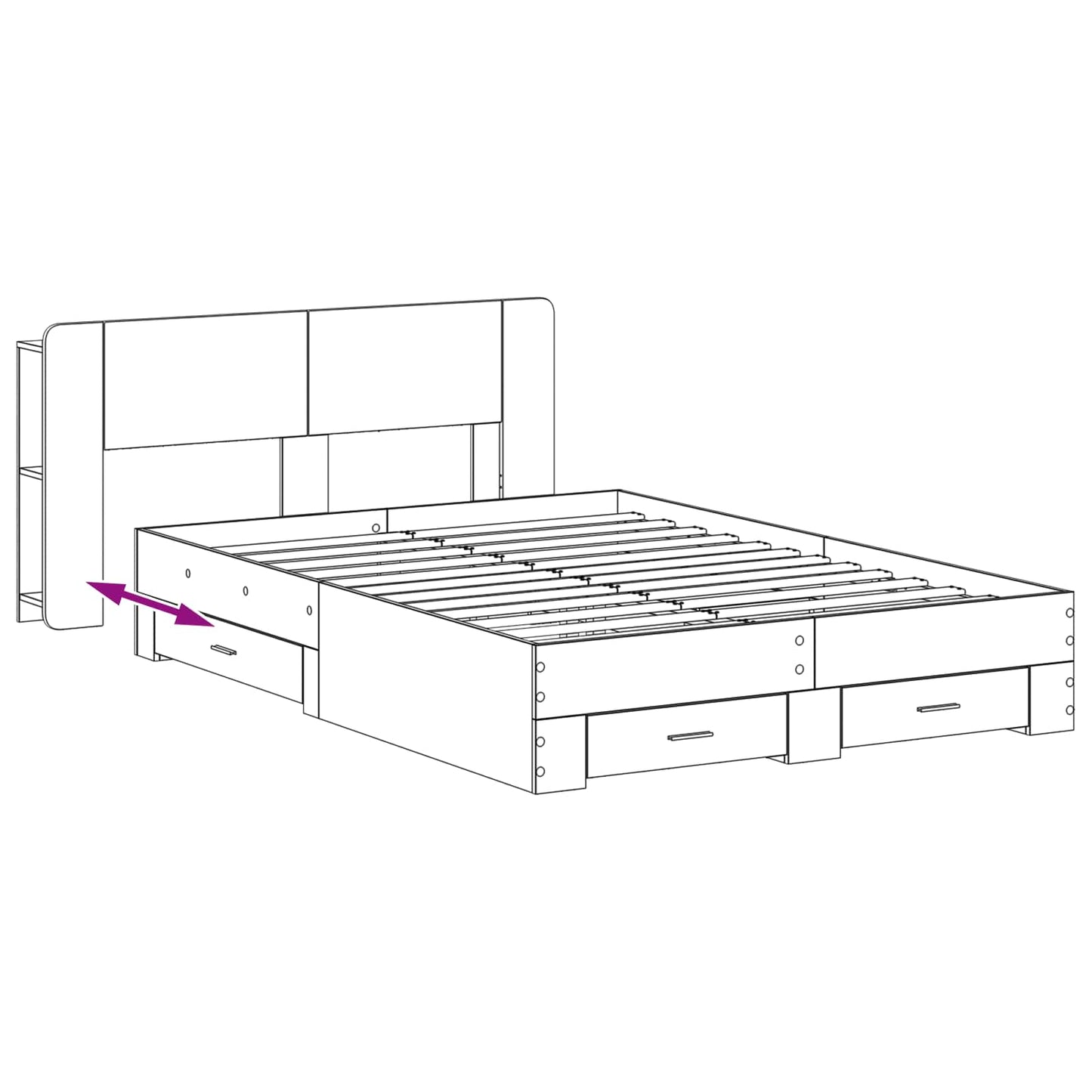 vidaXL Σκελετός κρεβατιού με αποθήκευση Γκρι Sonoma 160 x 200 cm